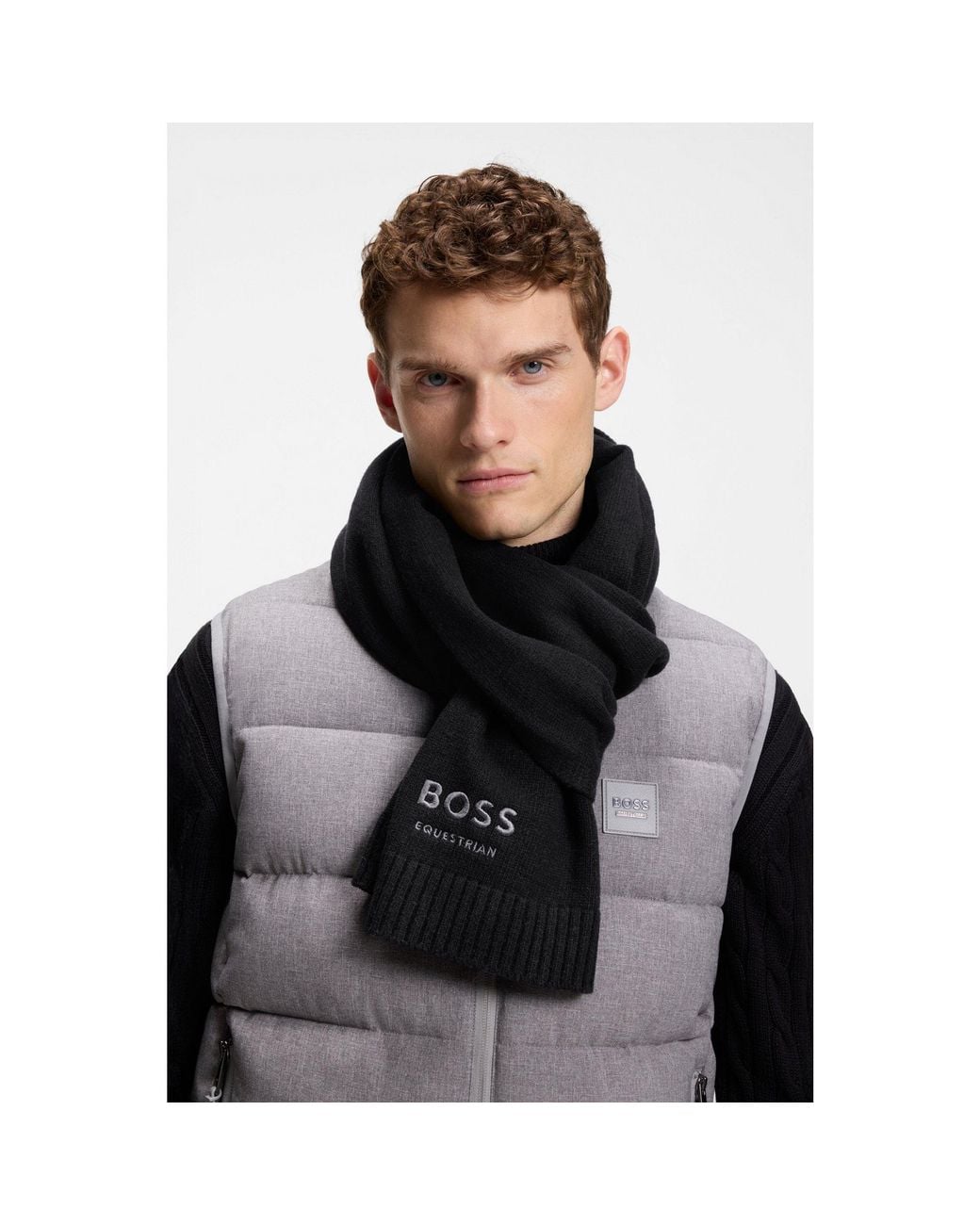 Boss Black Equestrian Wool-Blend Scarf for men