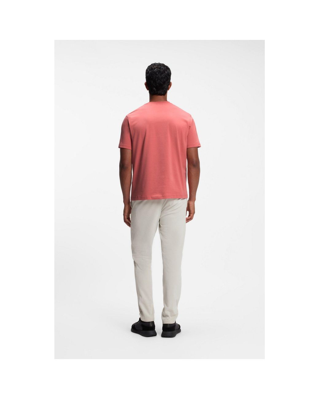 Boss Pink Tonal Flock-Logo T-Shirt for men
