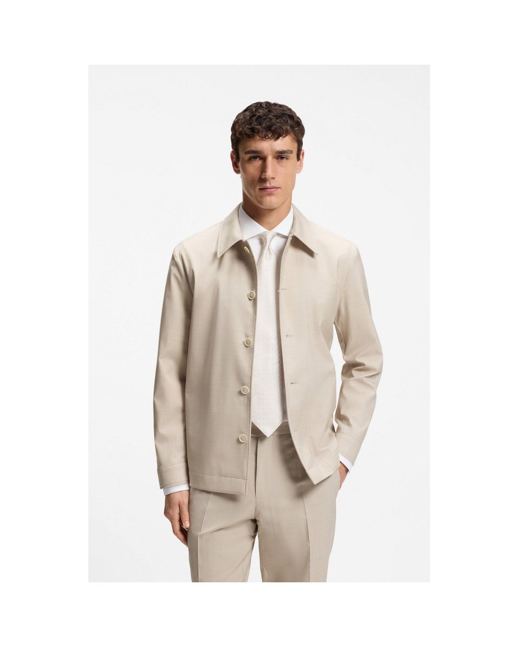 Boss Natural Relaxed-Fit Overshirt for men