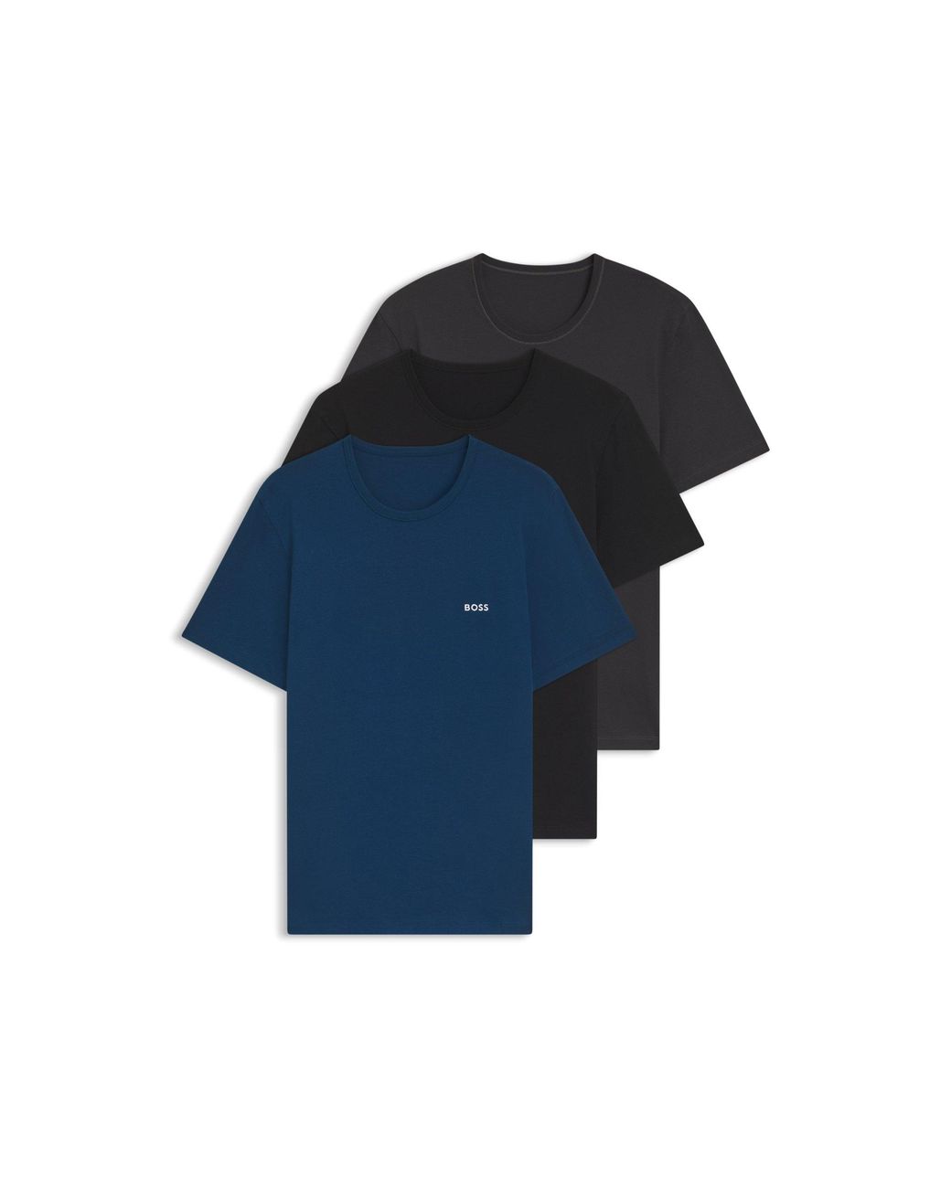 Boss Blue Three-Pack Cotton T-Shirts for men