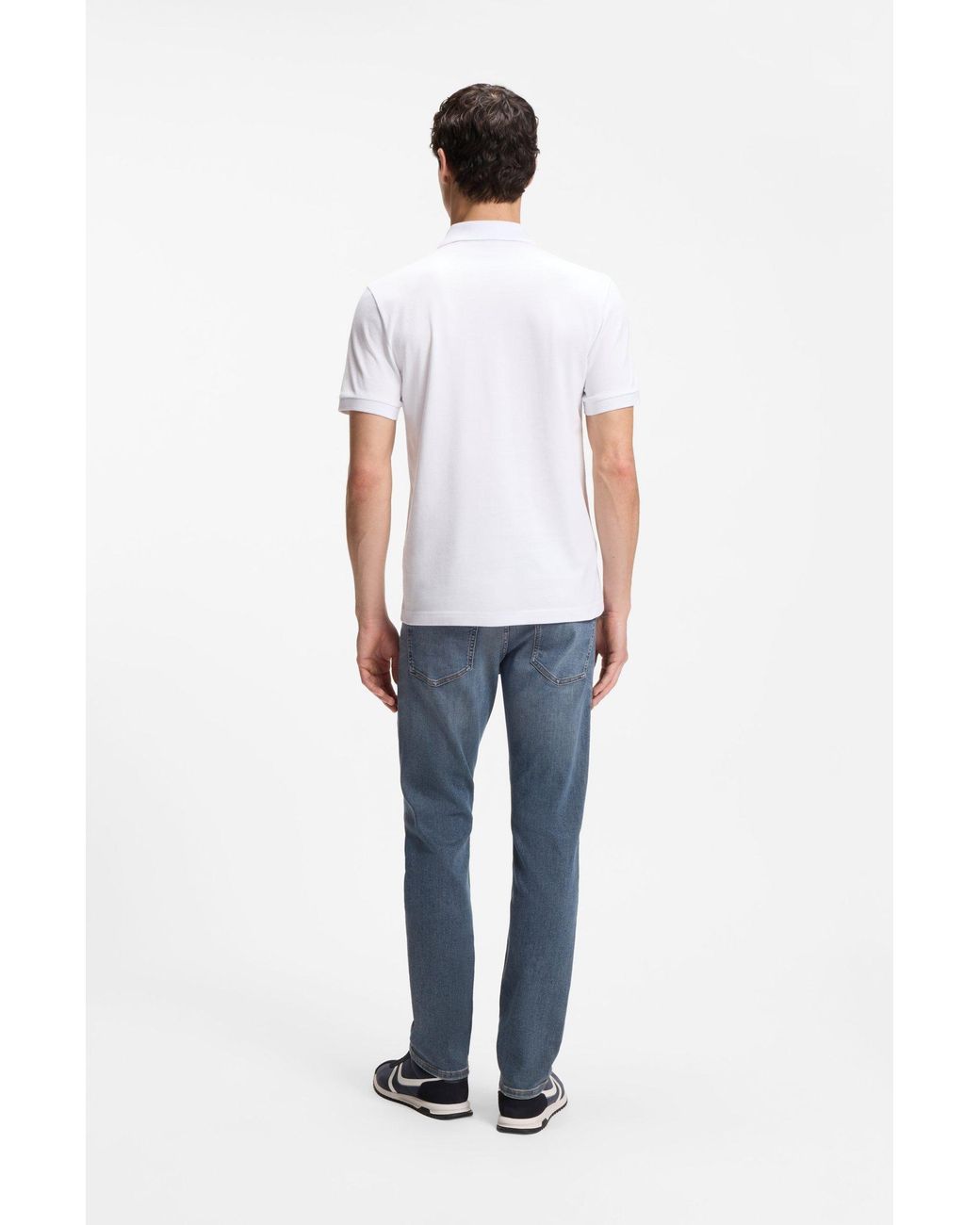 Boss Slim-Fit Poloshirt Aus Stretch-Baumwolle Mit Logo-Aufnäher in White für Herren