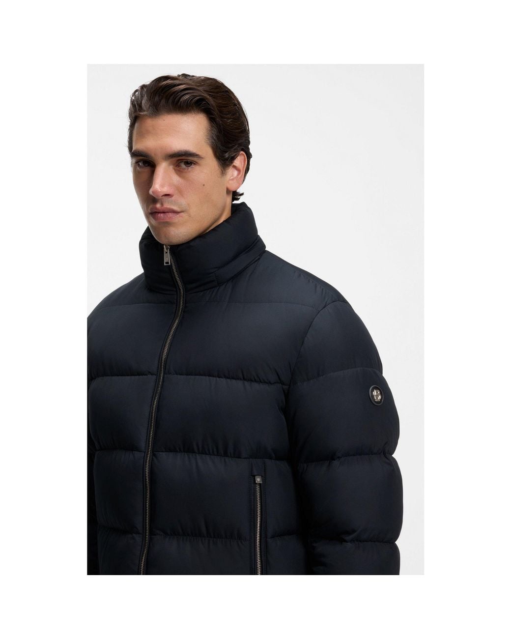 Boss Black Water-Repellent Puffer Jacket With Adjustable Hood for men