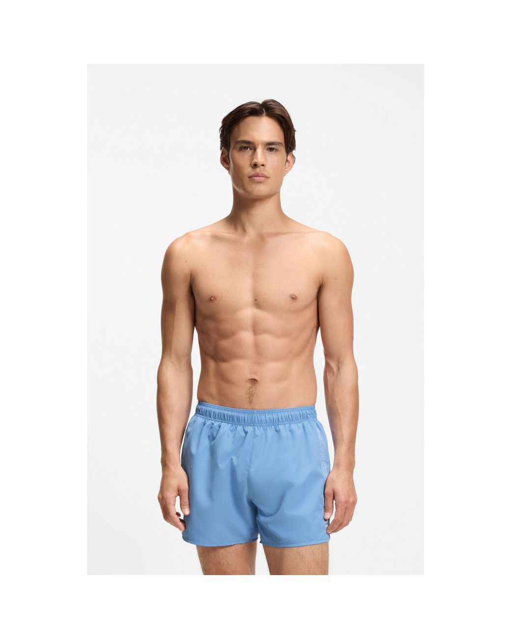 HUGO Blue Swim Shorts With Repeat Logos for men