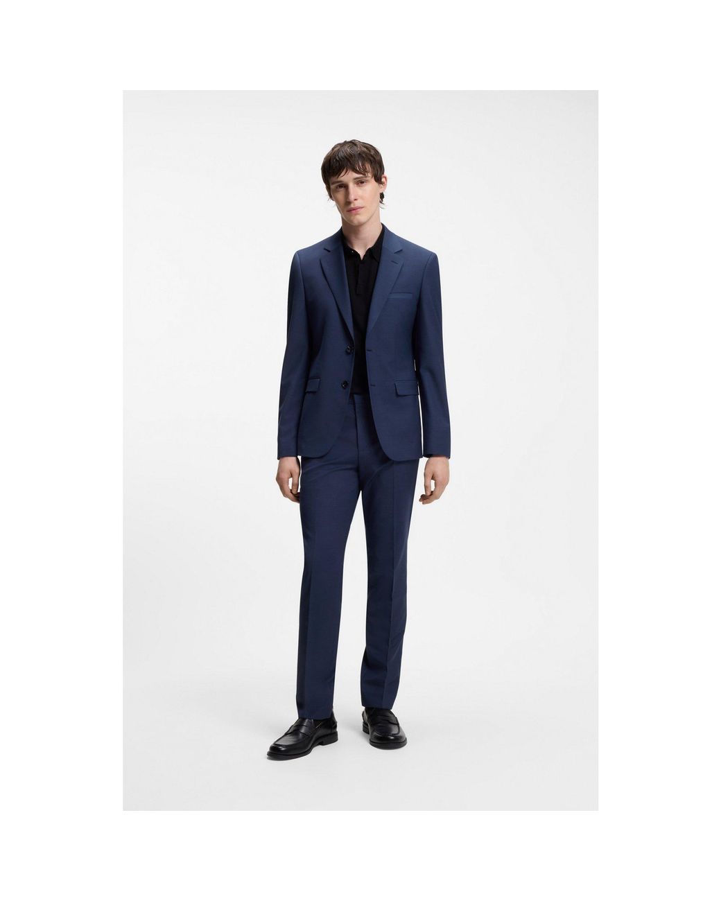 HUGO Blue Wool-Blend Two-Piece Extra-Slim-Fit Suit for men