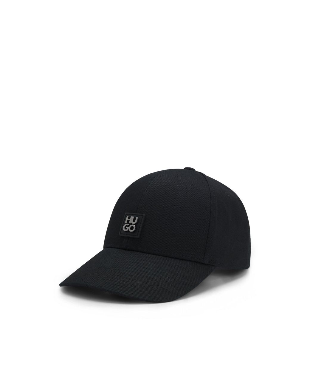 HUGO Black Cotton-Twill Cap With Stacked Logo for men