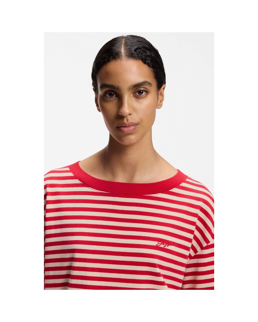 Boss Red Relaxed-Fit Striped Top