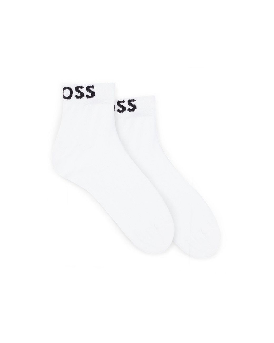 Boss White Two-Pack Of Quarter-Length Socks With Contrast Logos