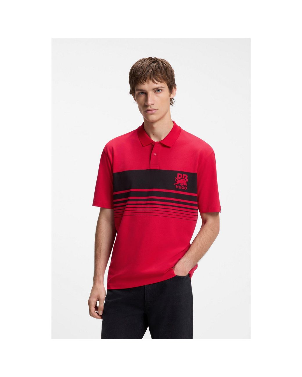 HUGO Red X Rb Piqué Polo Shirt With Bull Motif for men