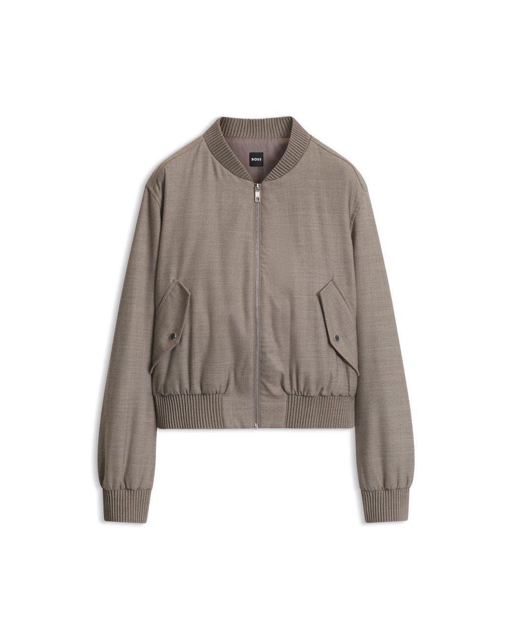 Boss Brown Relaxed-Fit Zip-Up Jacket