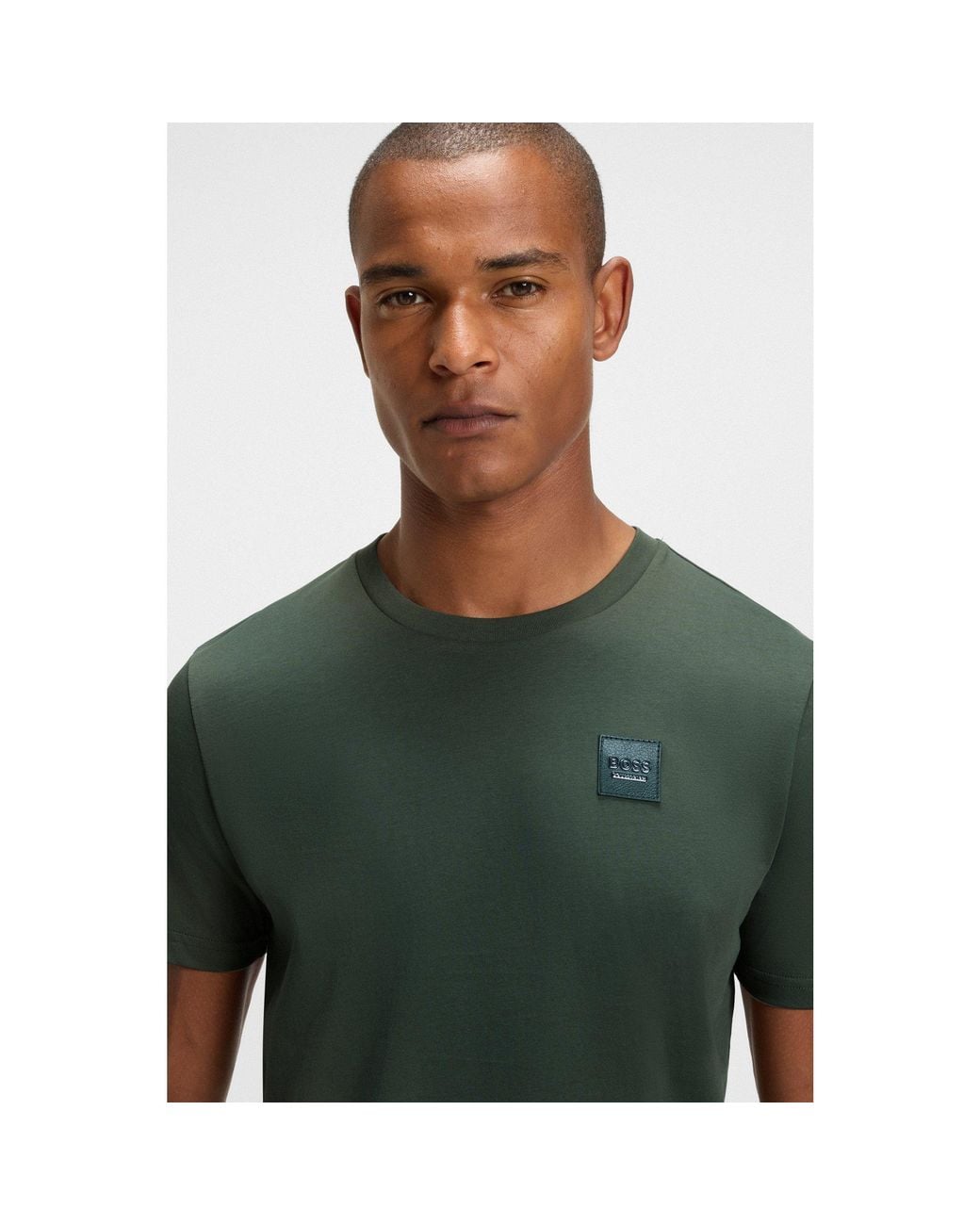 Boss Green Equestrian Stretch-Cotton T-Shirt With Logo Patch for men