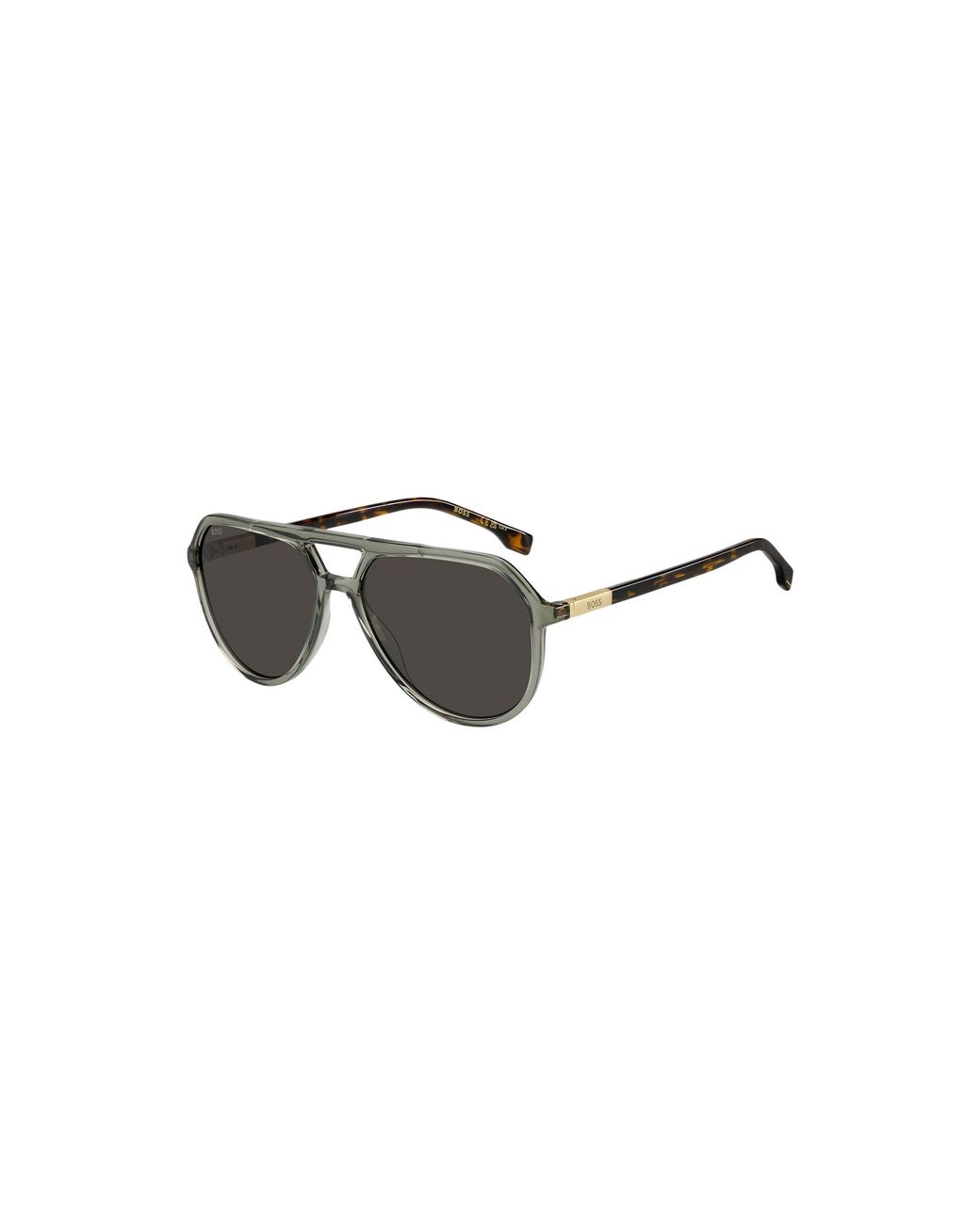 Boss Black Acetate Double-Bridge Sunglasses With Havana Temples for men