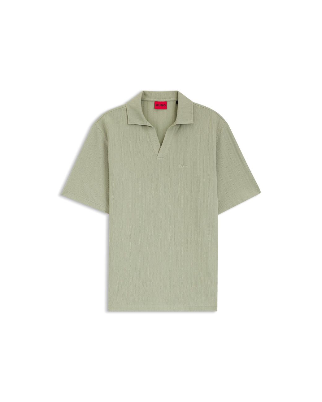 HUGO Green Johnny-Collar Polo Shirt With Jacquard Stripe for men
