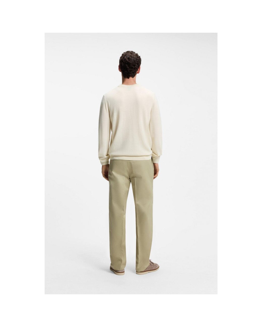 Boss Natural Wool-Blend Sweater With A Textured Front for men