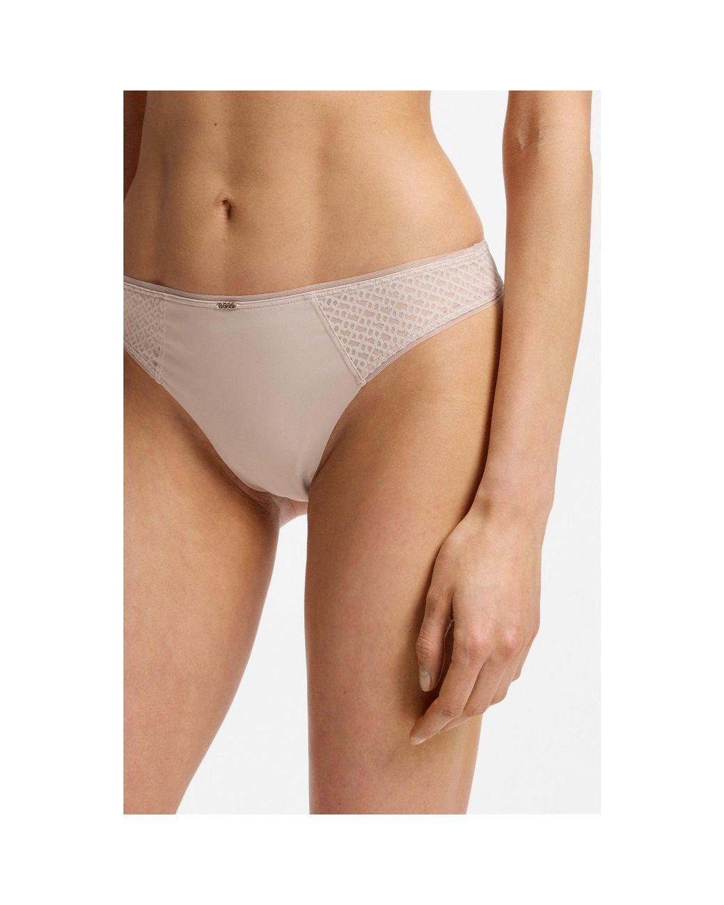 Boss Natural Low-Rise Briefs With Lace And Accents