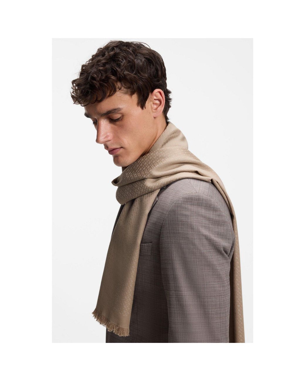Boss Natural Monogram Scarf for men