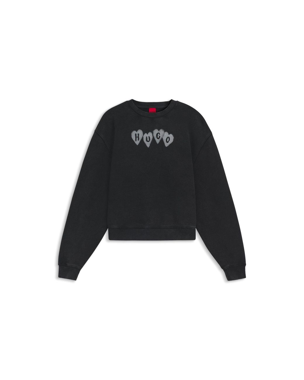 HUGO Black Cotton-Terry Sweatshirt With Heart Logo