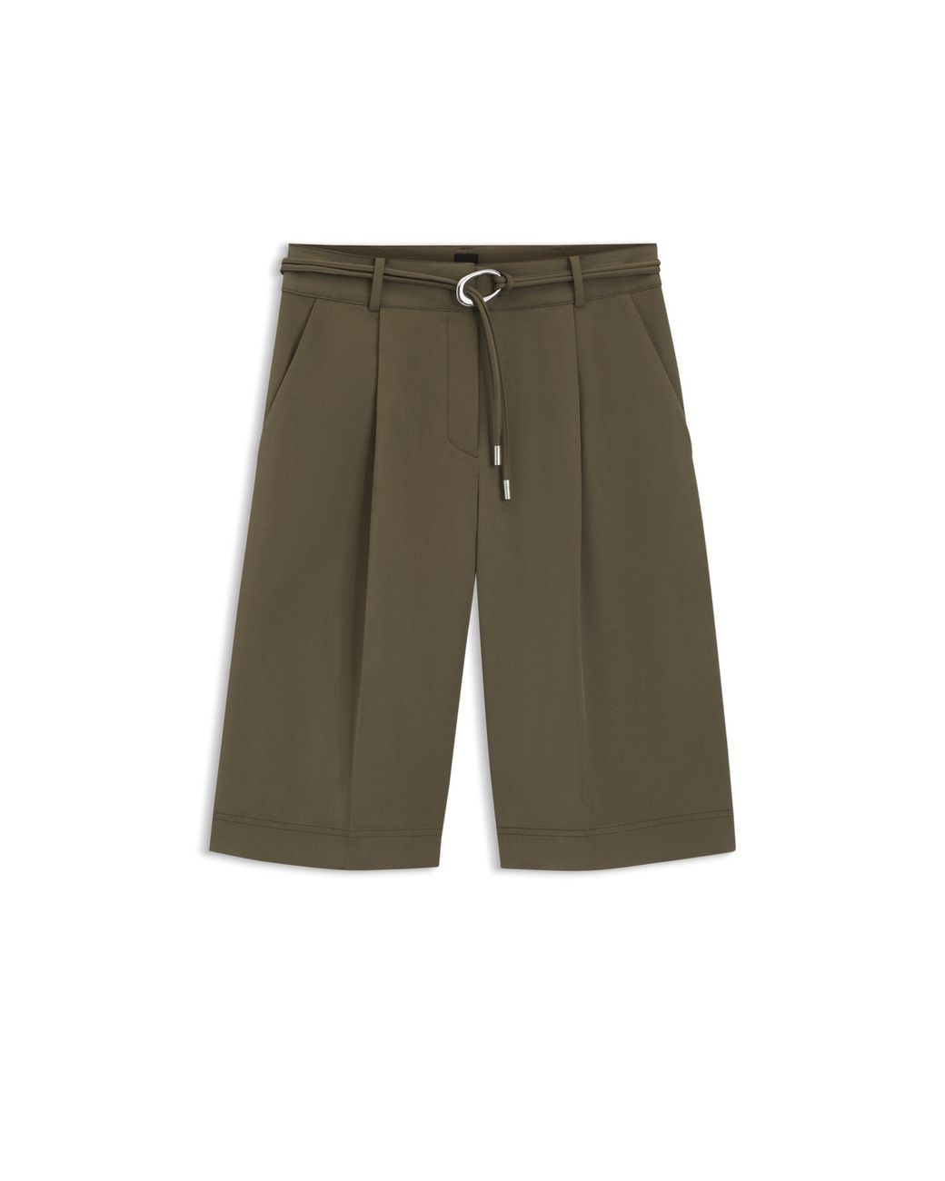 Boss Green Relaxed-Fit Shorts With Buckled Belt