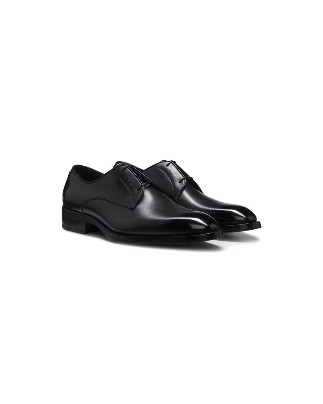 Boss Black Leather Derby Shoes for men