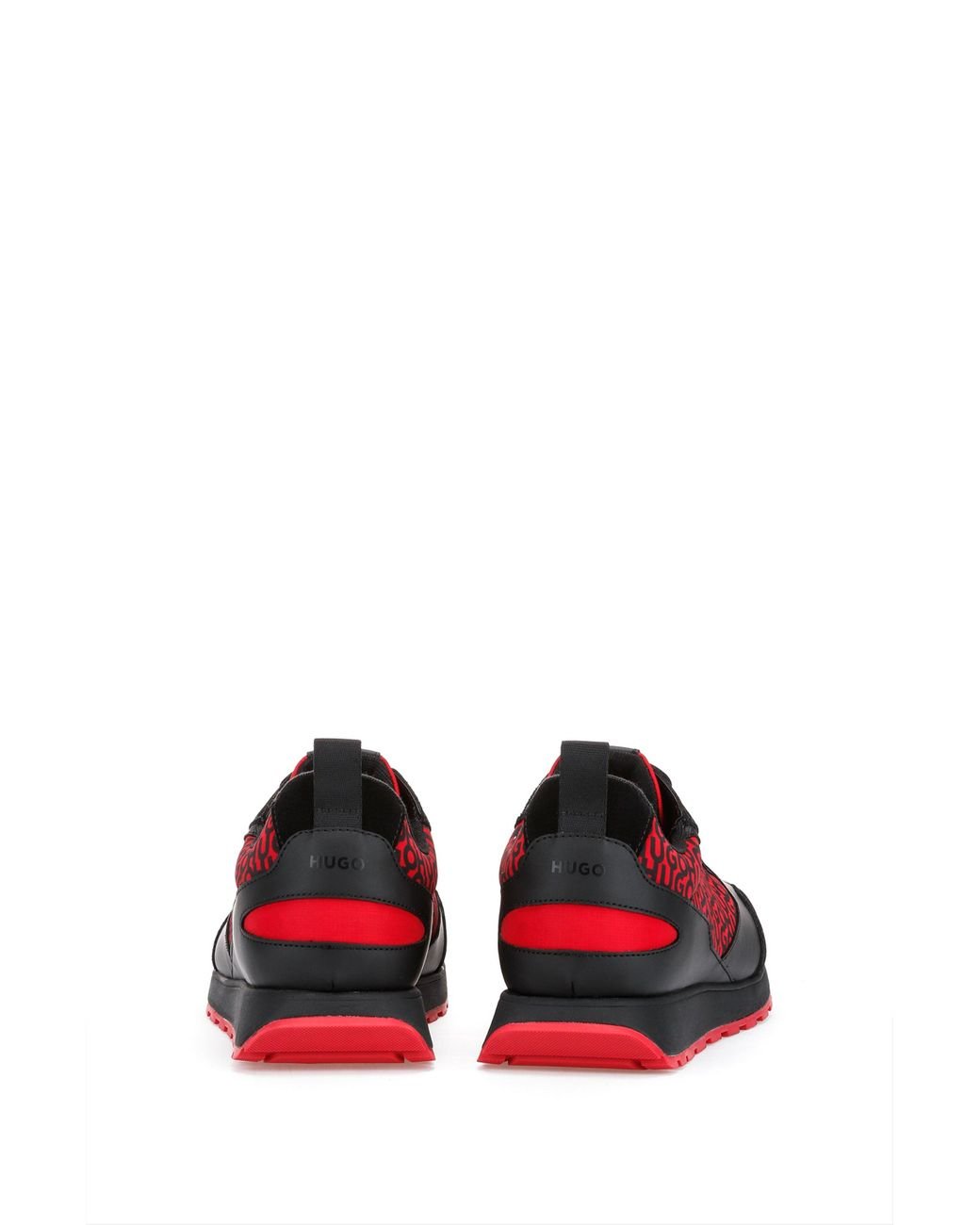 BOSS Logo motif Trainers In Mixed Materials With Suede Trims Red