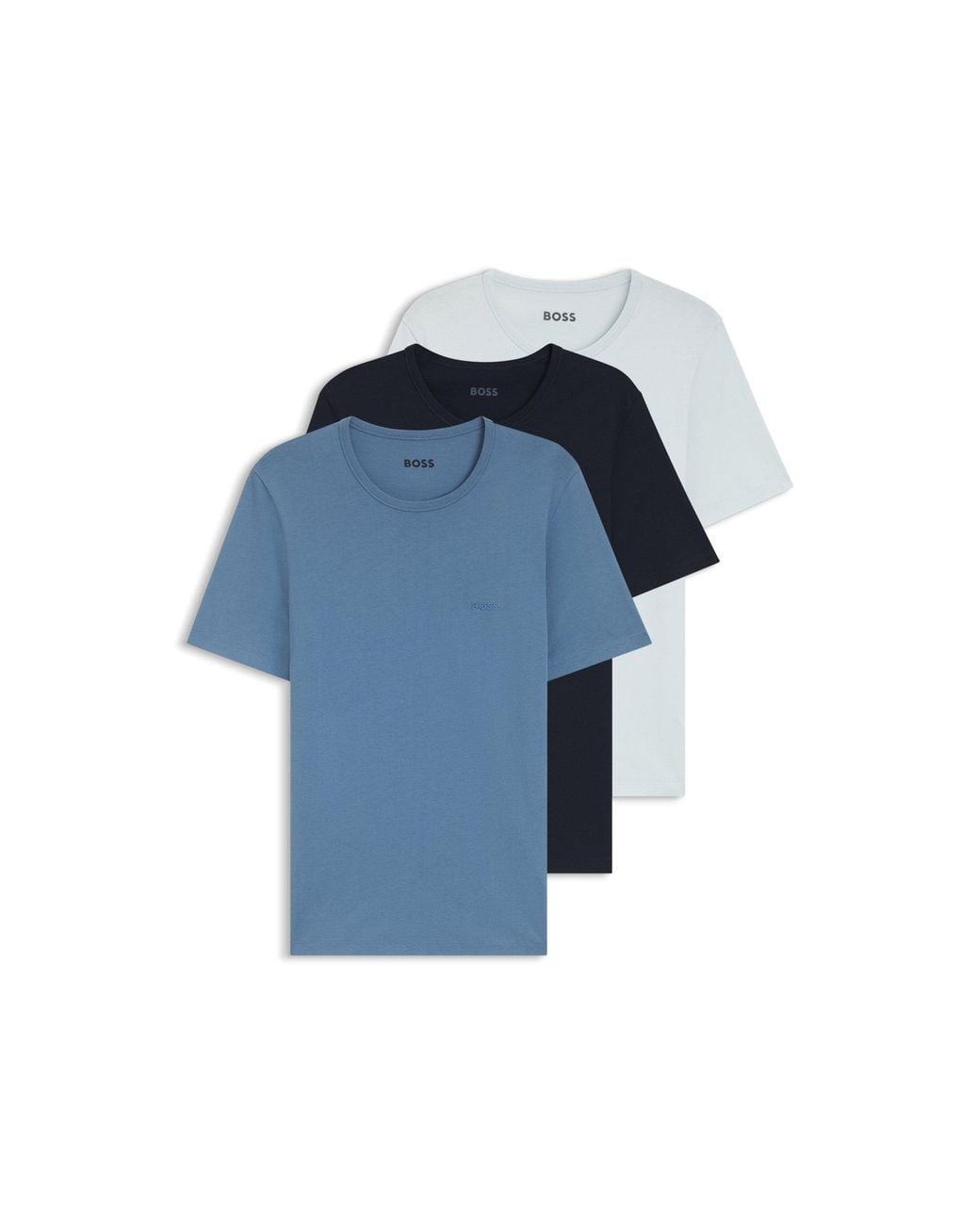 Boss Blue Three-Pack Cotton T-Shirts for men