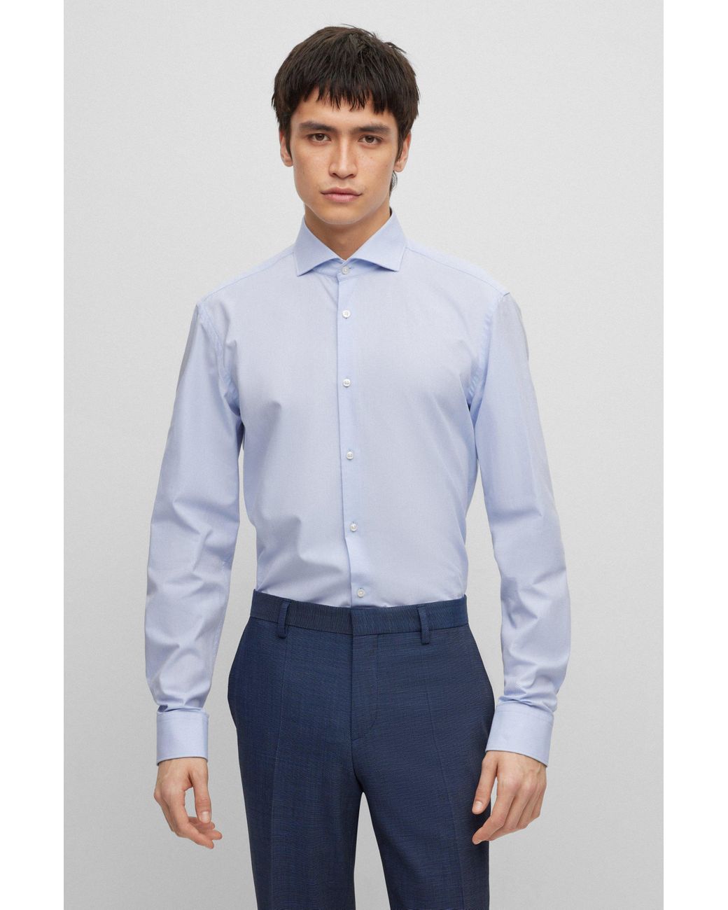 BOSS by HUGO BOSS Slim-fit Shirt In Structured Cotton Poplin in White for  Men | Lyst
