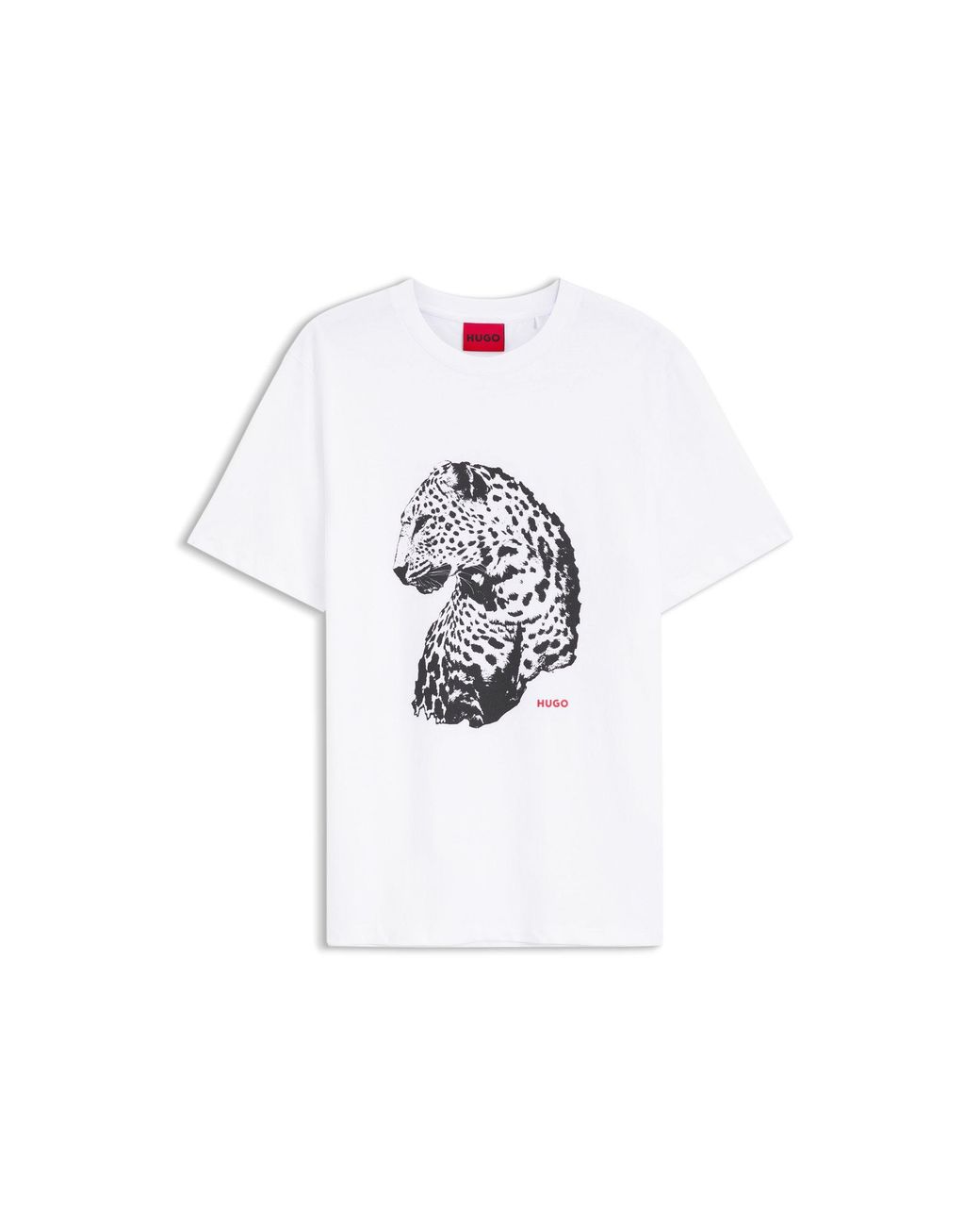 HUGO White Graphic-Print T-Shirt for men