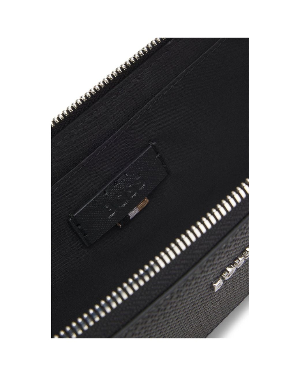 Boss Black Belt Bag With Monogram-Emed Pattern for men