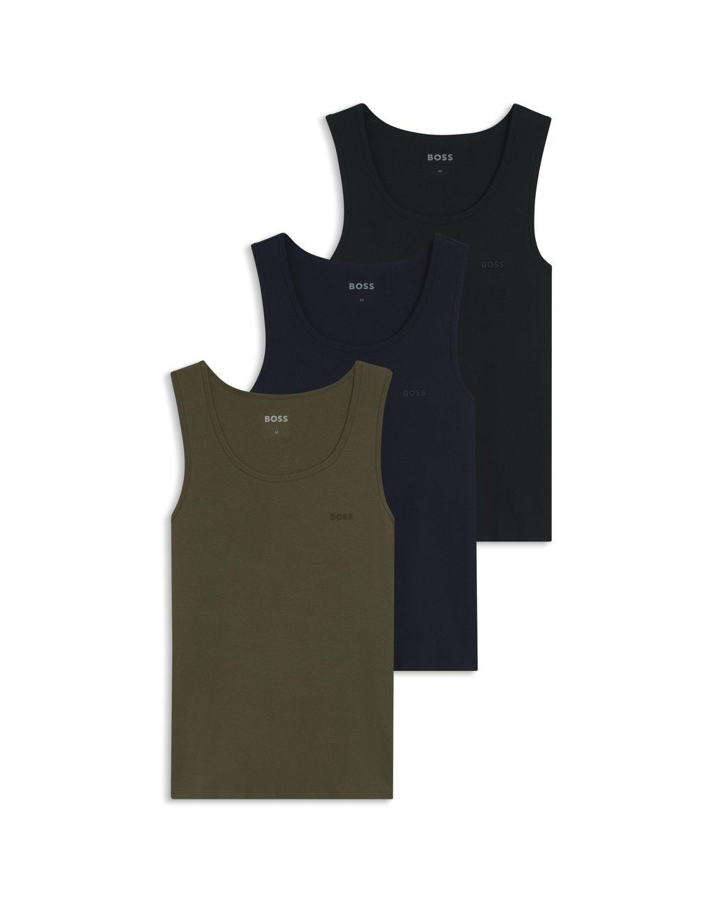 Boss Green Three-Pack Cotton Vests for men