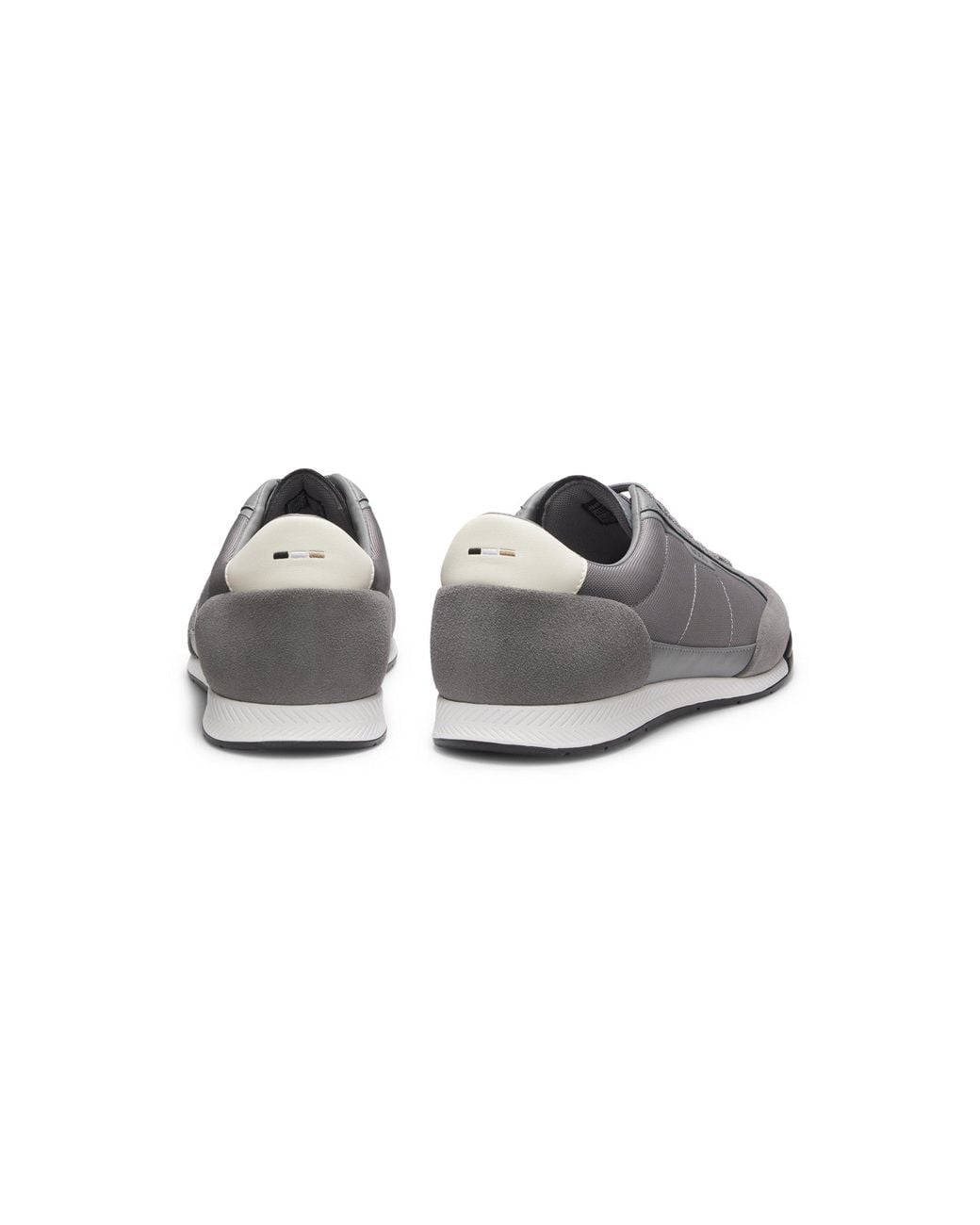 Boss Gray Suede-Trim Trainers With Ribbed Sole for men