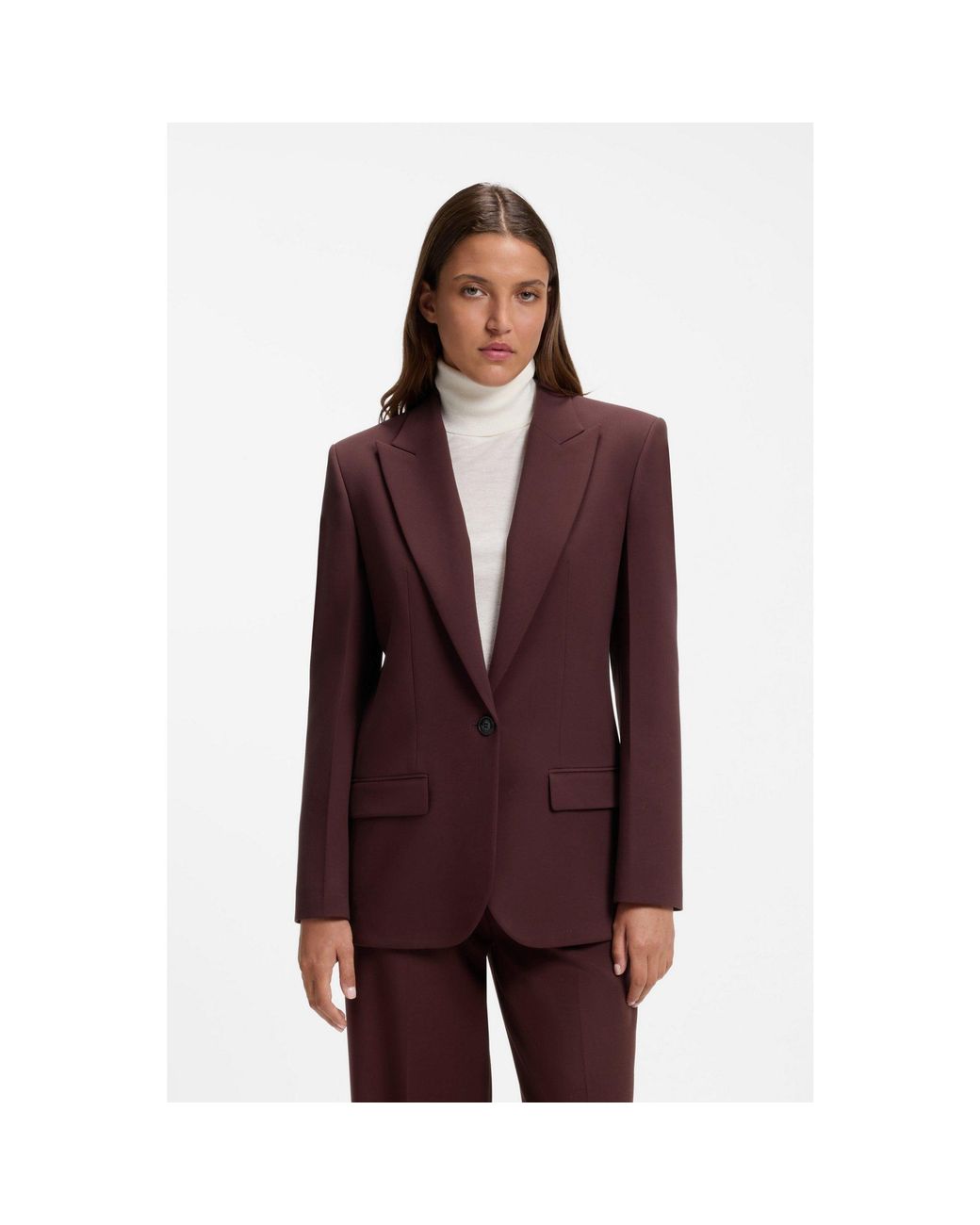 HUGO Purple Modern-Fit Blazer With Peak Lapels