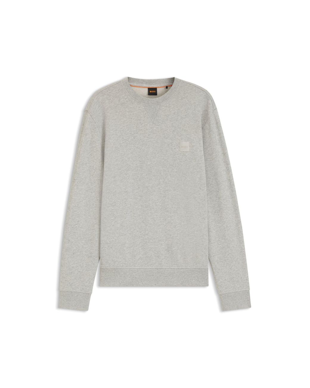 Boss Gray Cotton-Terry Sweatshirt With Logo Patch for men