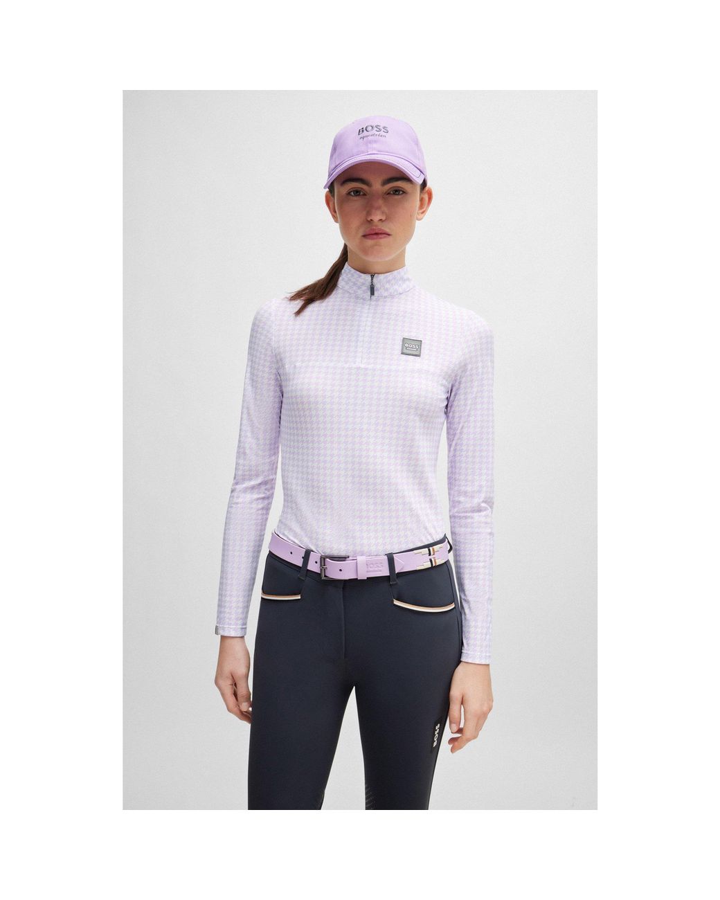 Boss Purple Equestrian Polo Belt With Embroidered Pattern