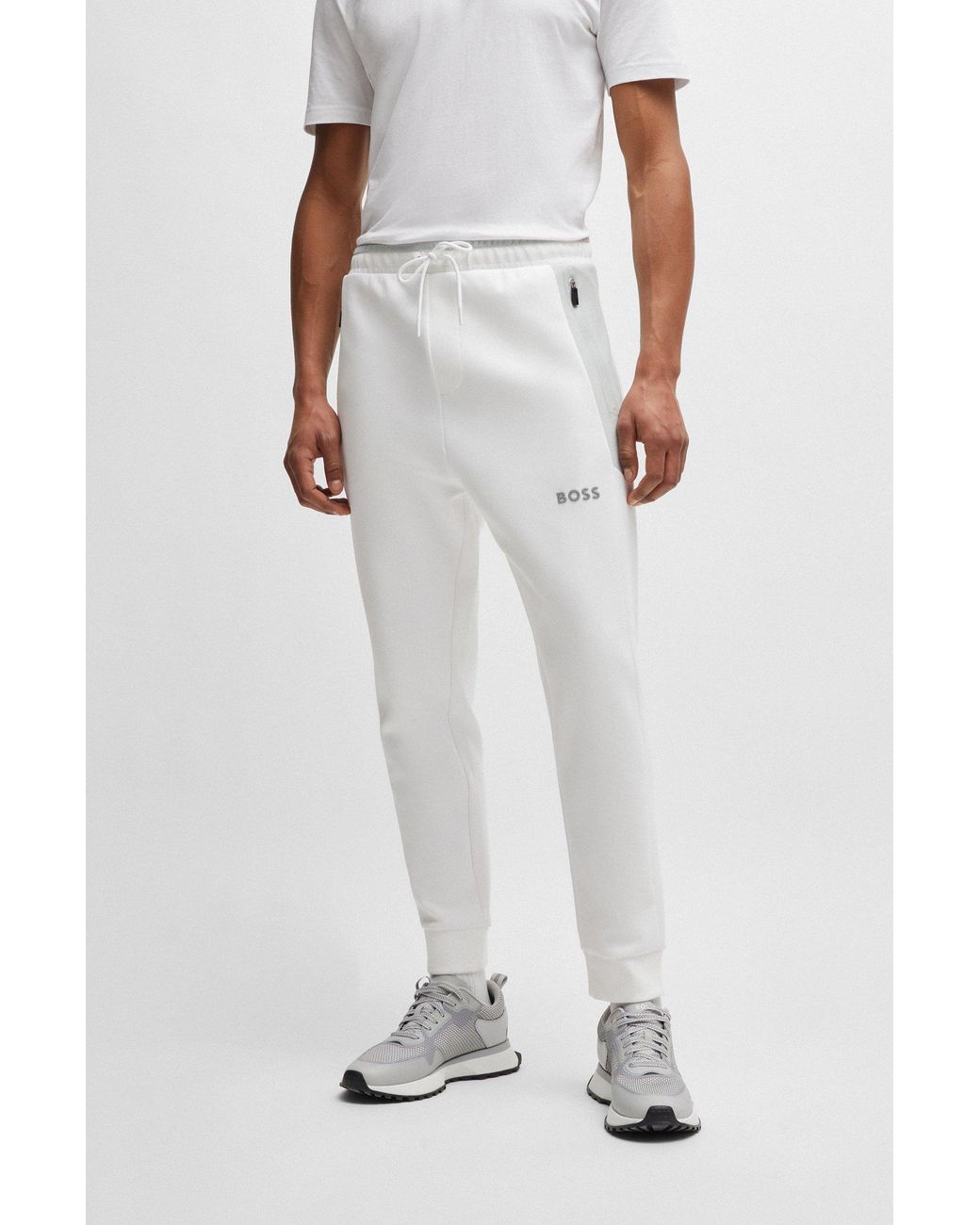 BOSS Cotton blend Tracksuit Bottoms With 3d moulded Logo in White for Men Lyst Canada