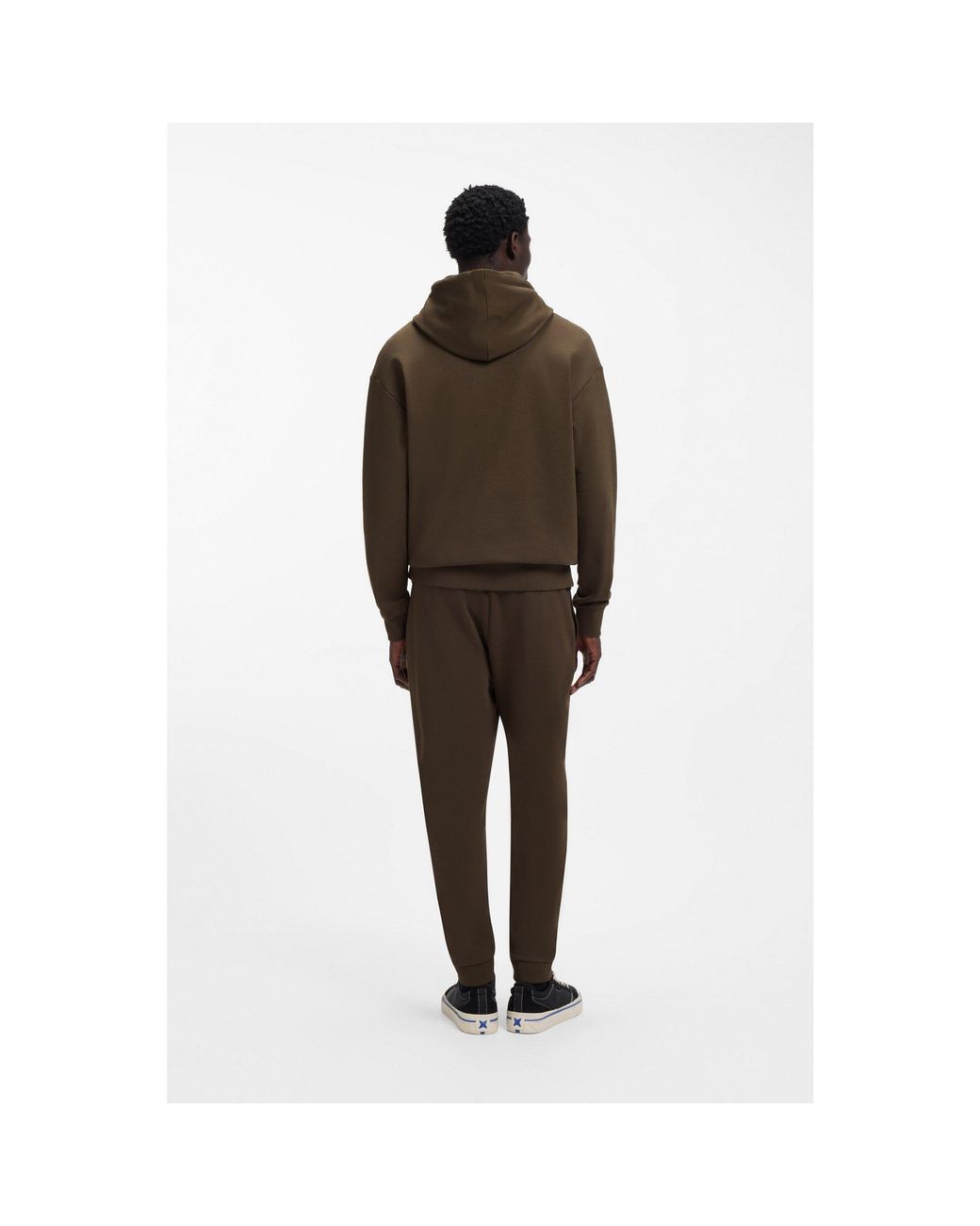 HUGO Brown Cotton Tracksuit Set With Logo Patch for men