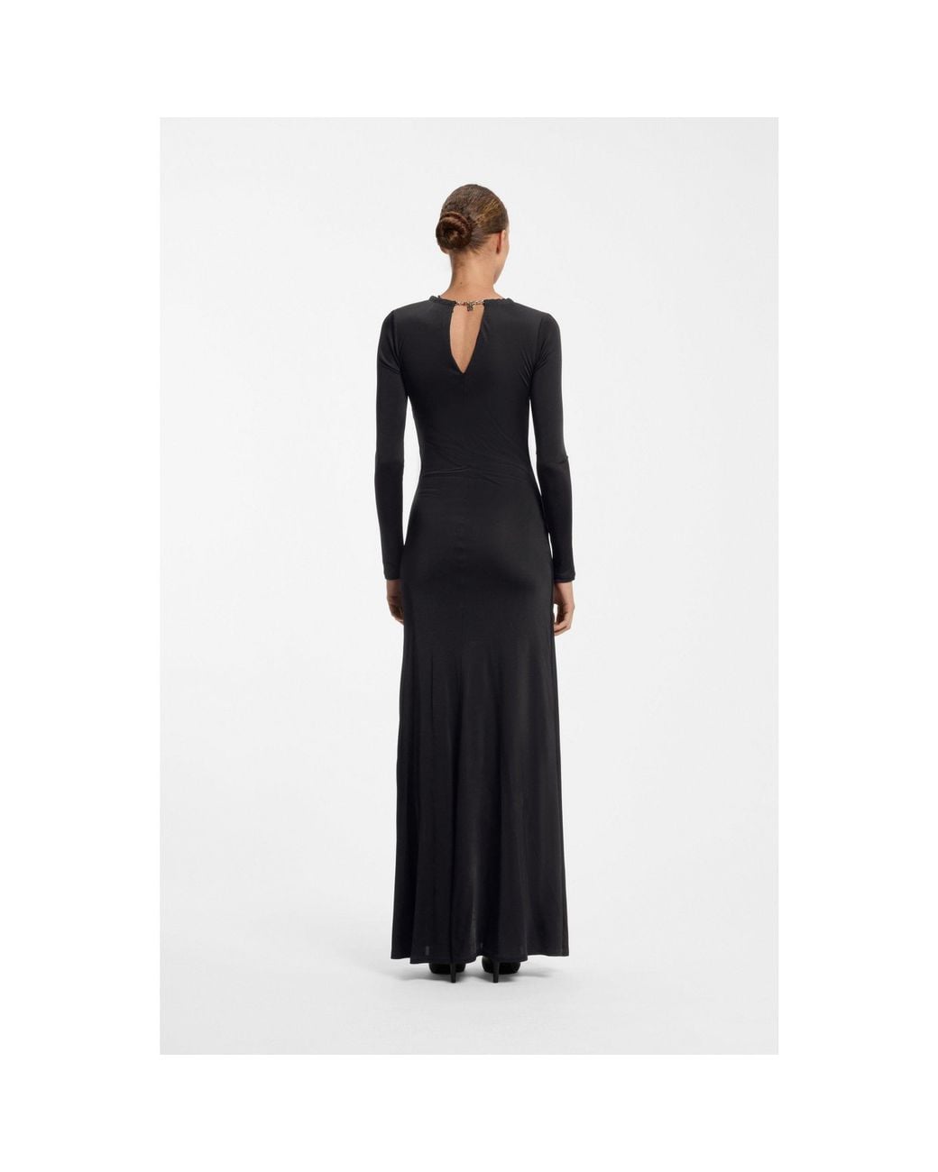 HUGO Black Long-Sleeved Jersey Dress With Chain Necklace