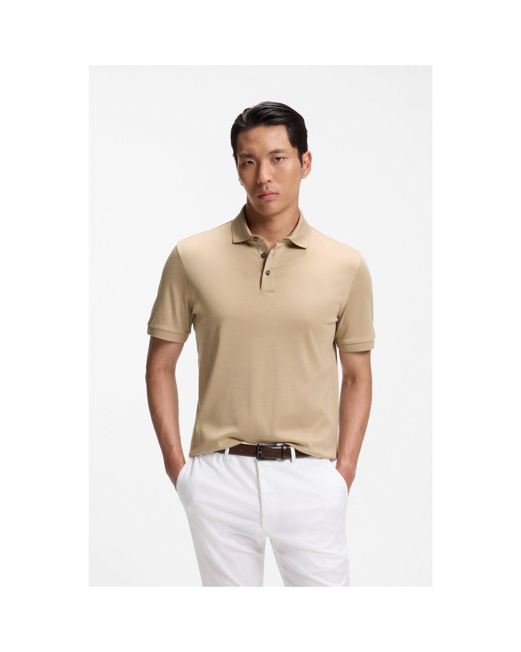 Boss Natural Mercerised-Cotton Polo Shirt for men