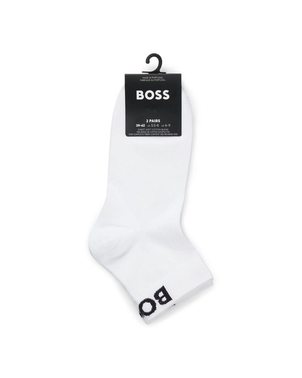 Boss White Two-Pack Of Quarter-Length Socks With Contrast Logos
