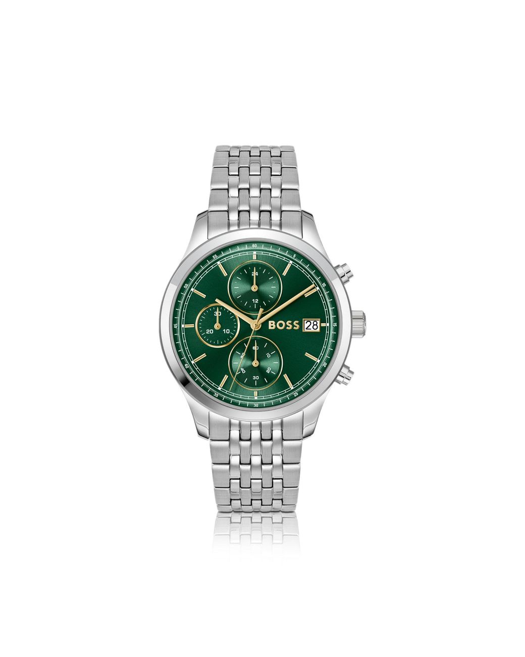 Boss Green Stratus-Dial Chronograph Watch With Link Bracelet for men