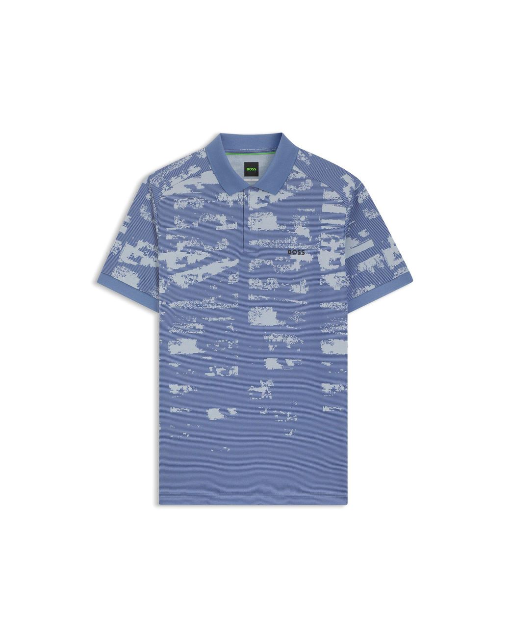 Boss Blue Active Slim-Fit Polo Shirt With Jacquard Pattern for men