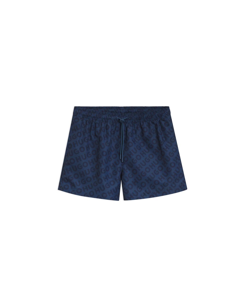 HUGO Blue Quick-Dry Swim Shorts With Logo Print for men