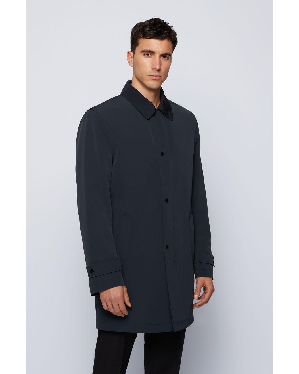 BOSS by Hugo Boss Synthetic Water Repellent Overcoat In Recycled Fabric ...
