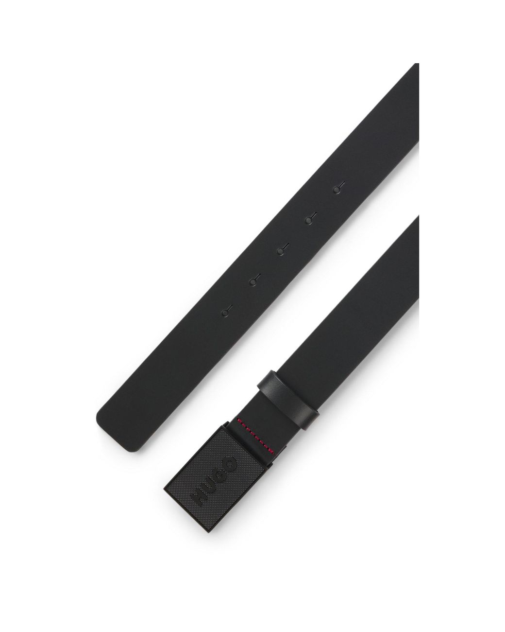 HUGO Black Italian-Leather Belt for men
