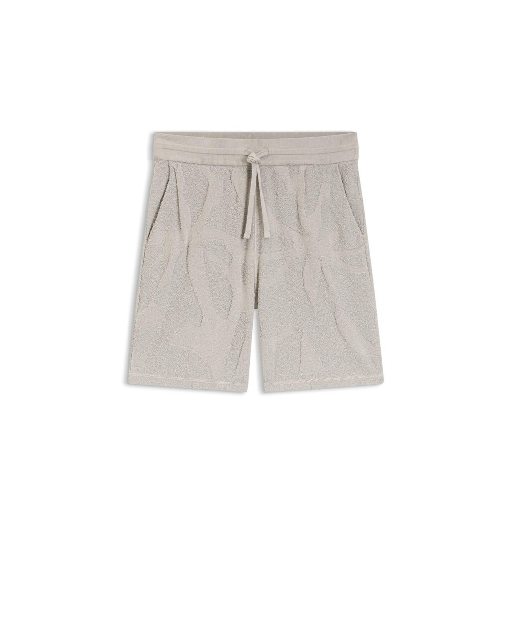 Boss Natural Cotton-Blend Shorts With Knitted Graphics for men