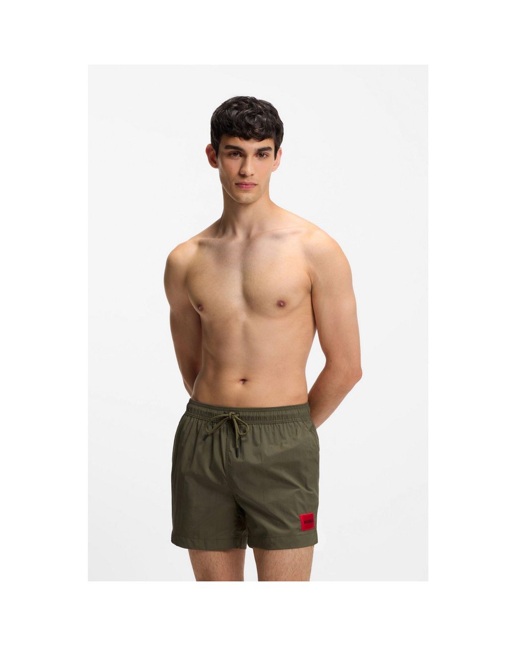HUGO Green Logo-Label Swim Shorts for men