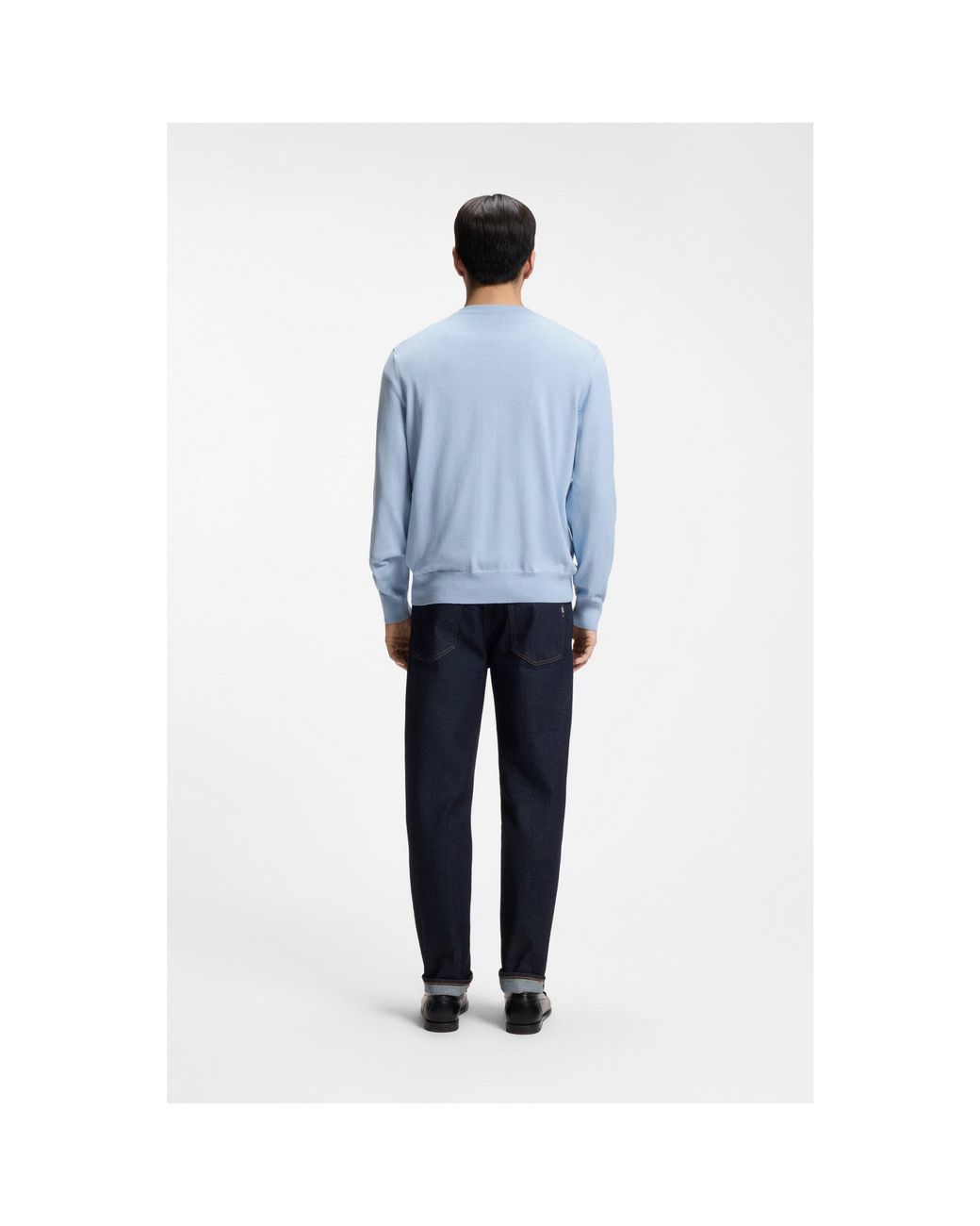 Boss Blue V-Neck Cotton Sweater for men
