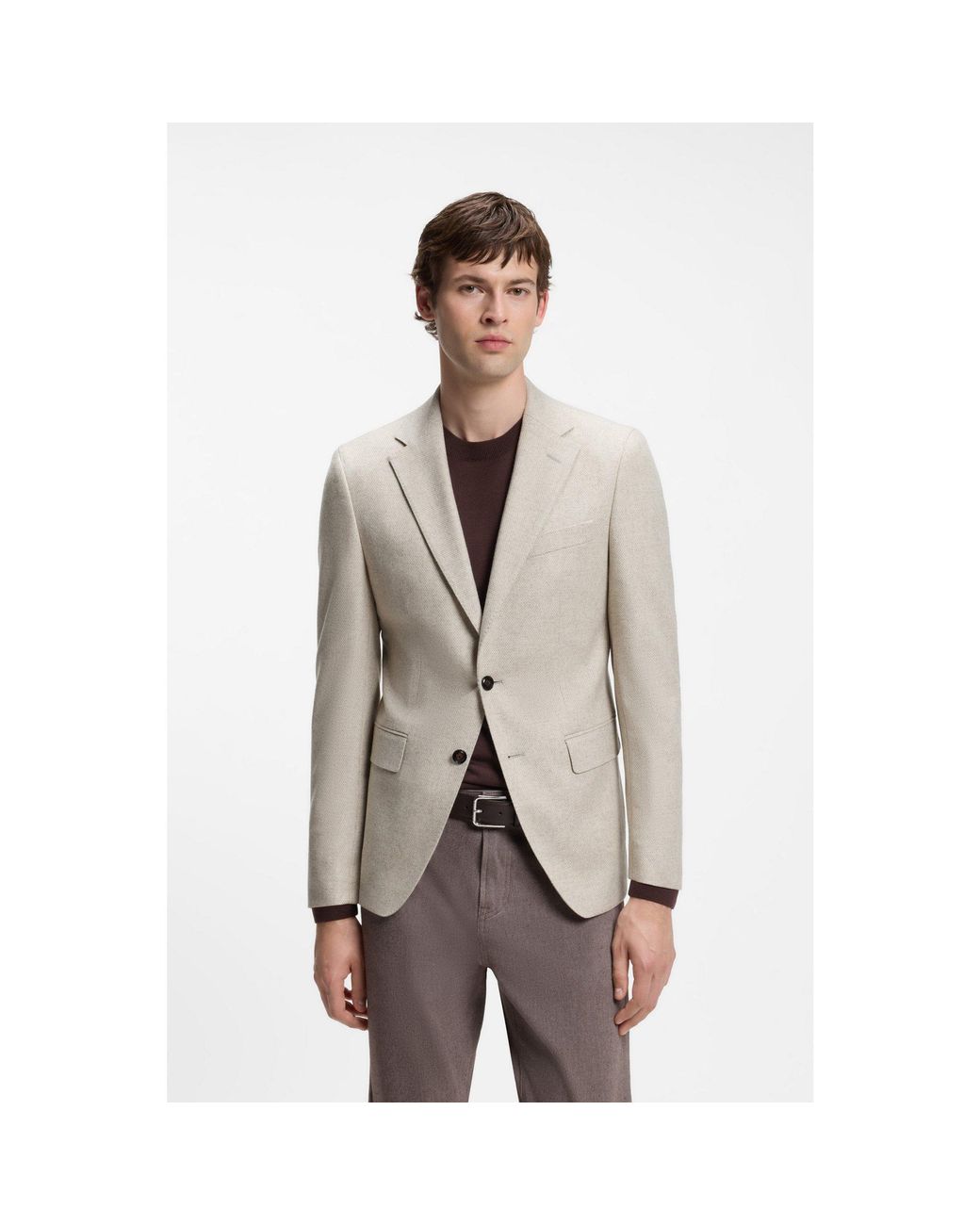 Boss Natural Patterned Slim-Fit Blazer for men