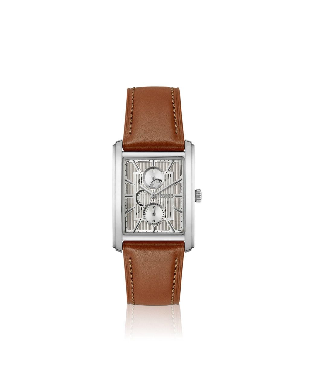 Boss White Tone Watch With Textured Skeleton Dial for men