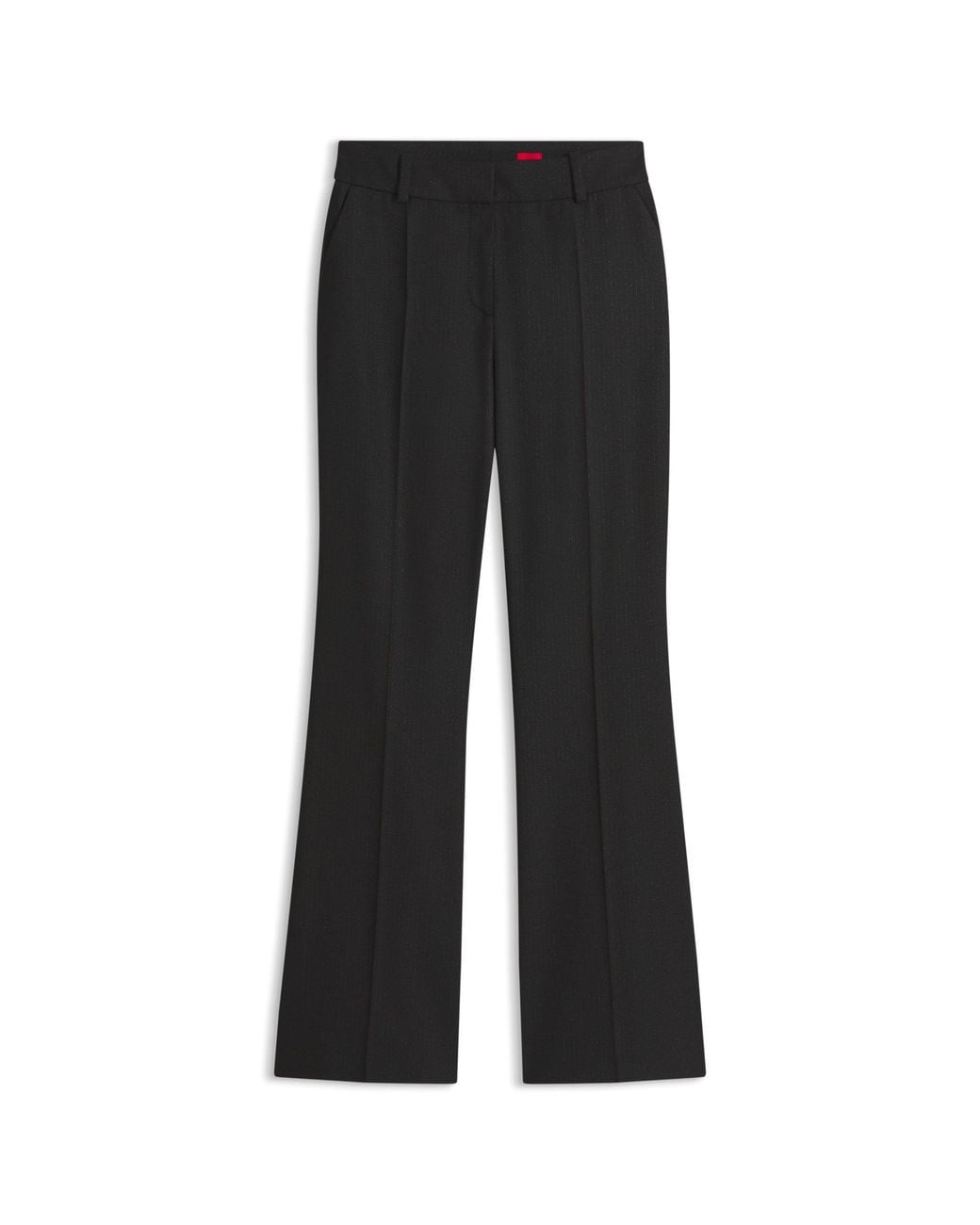 HUGO Black Pinstripe Slim-Fit Trousers With Bootcut Leg