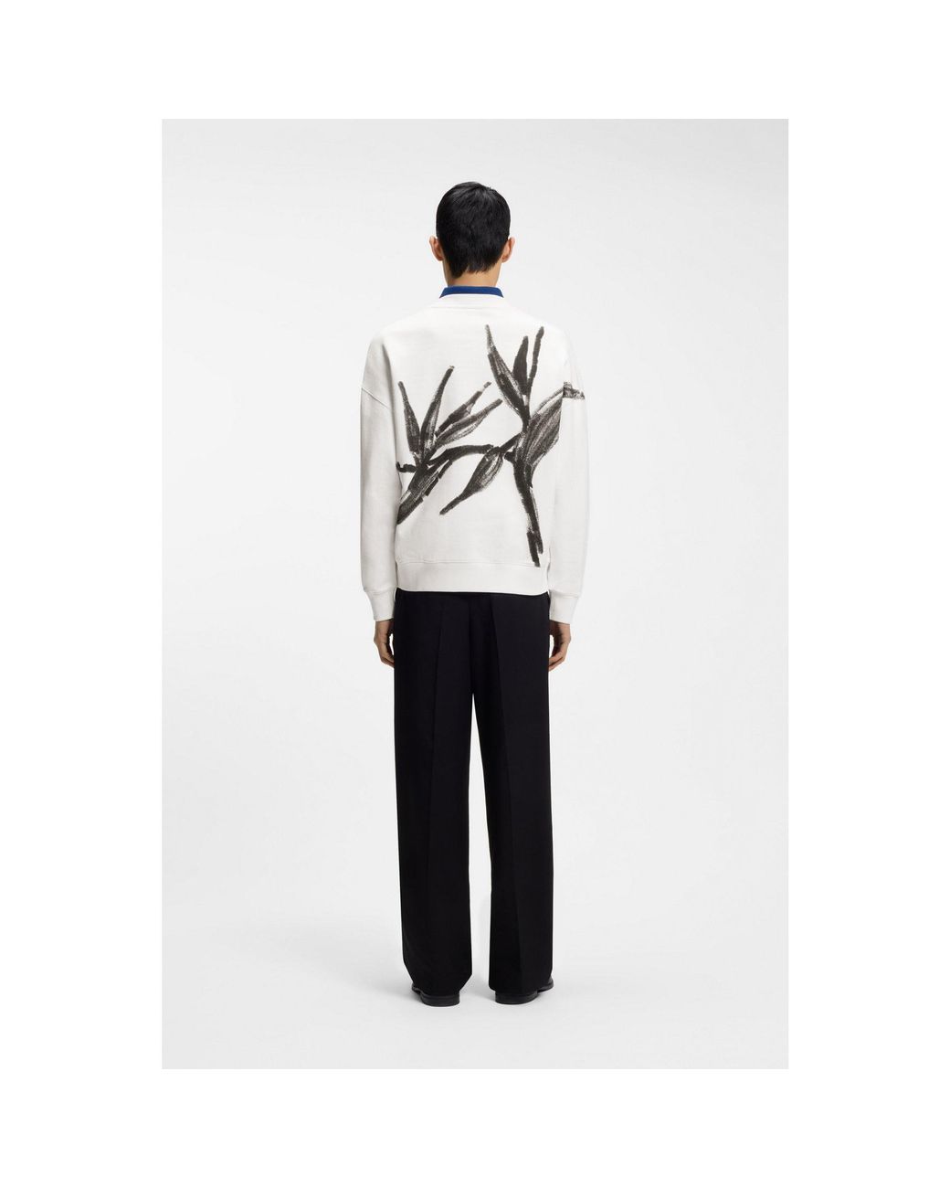 HUGO White Cotton Sweatshirt With Logo Embroidery And Graphic Print for men