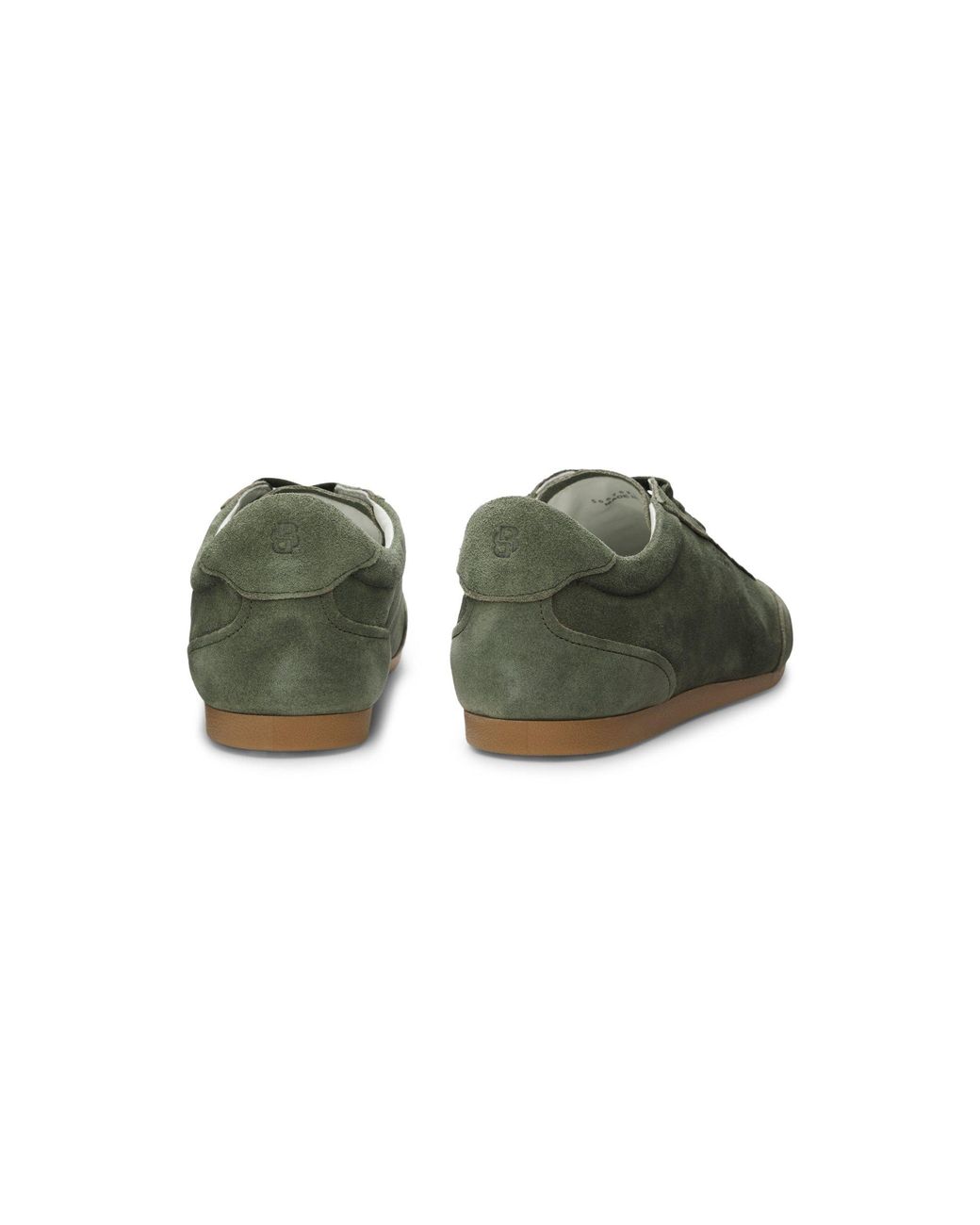 Boss Green Suede Trainers With Logo Details
